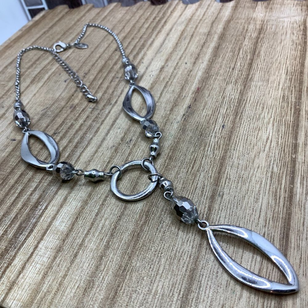Lia Sophia Silver Tone Y-Drop Beaded Necklace